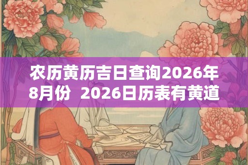 农历黄历吉日查询2026年8月份  2026日历表有黄道吉日