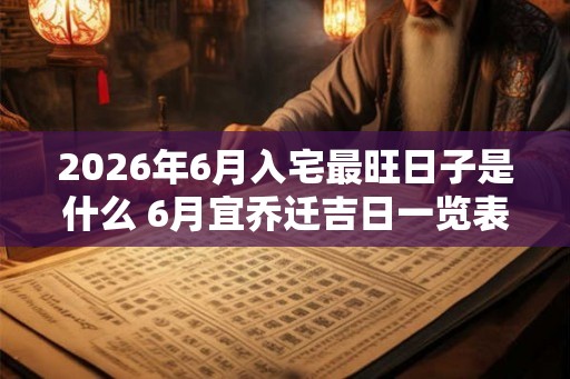2026年6月入宅最旺日子是什么 6月宜乔迁吉日一览表 2026年6月入宅最旺日子是什么 6月宜乔迁吉日一览表