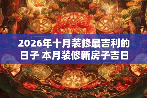 2026年十月装修最吉利的日子 本月装修新房子吉日