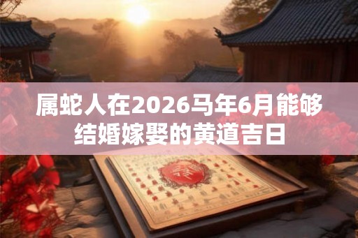 属蛇人在2026马年6月能够结婚嫁娶的黄道吉日