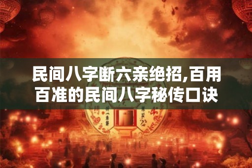 民间八字断六亲绝招,百用百准的民间八字秘传口诀