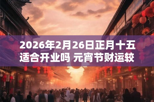 2026年2月26日正月十五适合开业吗 元宵节财运较弱