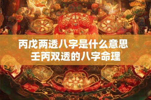 丙戊两透八字是什么意思  壬丙双透的八字命理