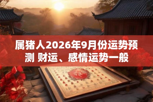 属猪人2026年9月份运势预测 财运、感情运势一般 属猪人2026年9月份运势预测 财运、感情运势一般