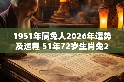 1951年属兔人2026年运势及运程 51年72岁生肖兔2026年每月运势