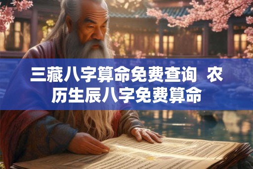三藏八字算命免费查询  农历生辰八字免费算命