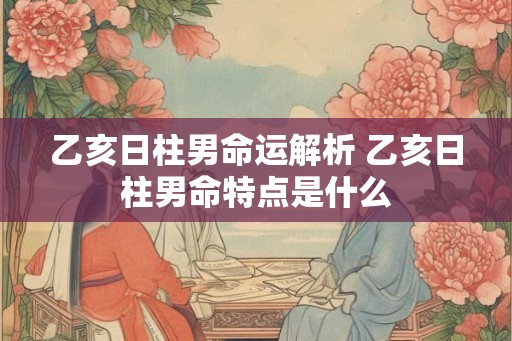 乙亥日柱男命运解析 乙亥日柱男命特点是什么 乙亥日柱男命运解析 乙亥日柱男命特点是什么
