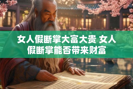女人假断掌大富大贵 女人假断掌能否带来财富