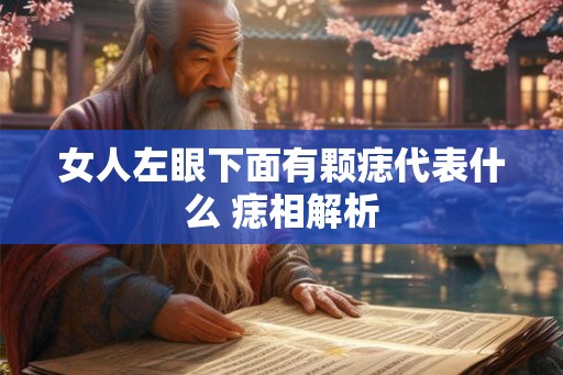 女人左眼下面有颗痣代表什么 痣相解析