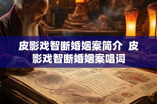 皮影戏智断婚姻案简介  皮影戏智断婚姻案唱词