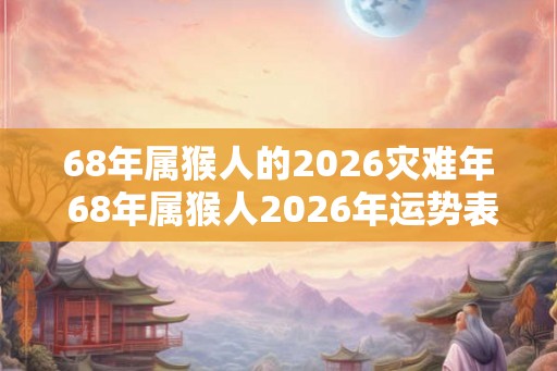 68年属猴人的2026灾难年 68年属猴人2026年运势表现