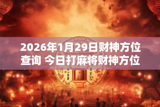 2026年1月29日财神方位查询 今日打麻将财神方位一览表