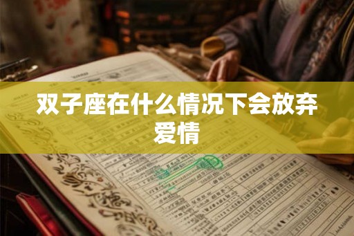 双子座在什么情况下会放弃爱情