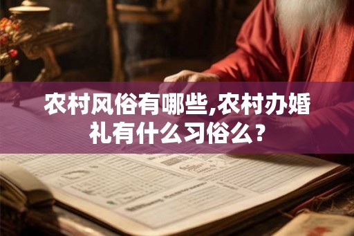 农村风俗有哪些,农村办婚礼有什么习俗么？