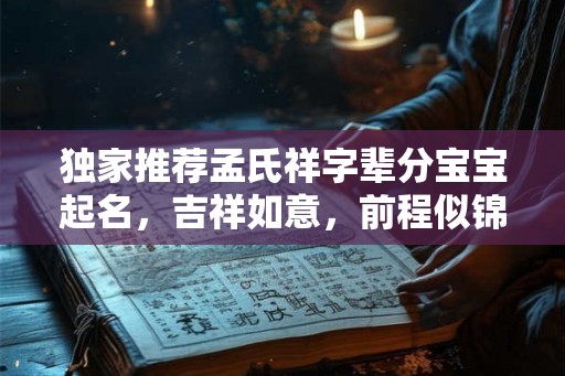 独家推荐孟氏祥字辈分宝宝起名，吉祥如意，前程似锦！