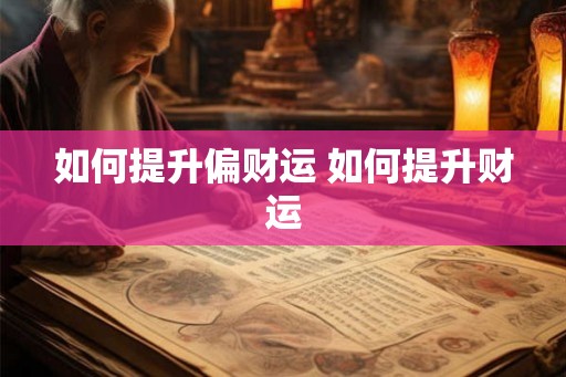 如何提升偏财运 如何提升财运