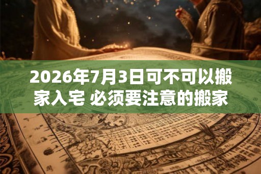 2026年7月3日可不可以搬家入宅 必须要注意的搬家事项