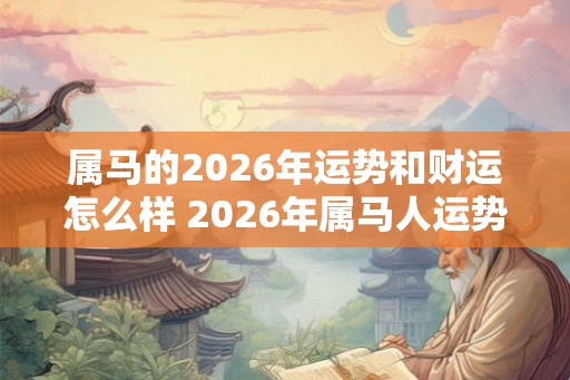 属马的2026年运势和财运怎么样 2026年属马人运势及财运如何