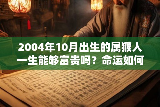 2004年10月出生的属猴人一生能够富贵吗？命运如何？