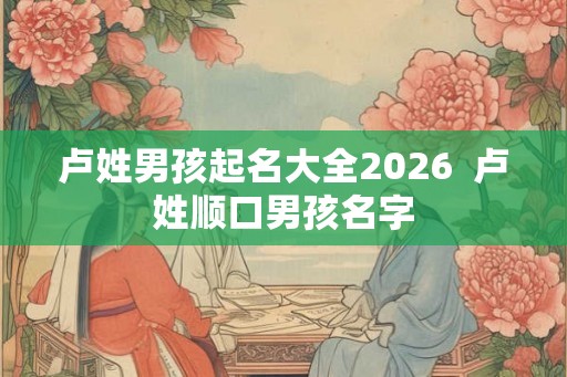 卢姓男孩起名大全2026  卢姓顺口男孩名字