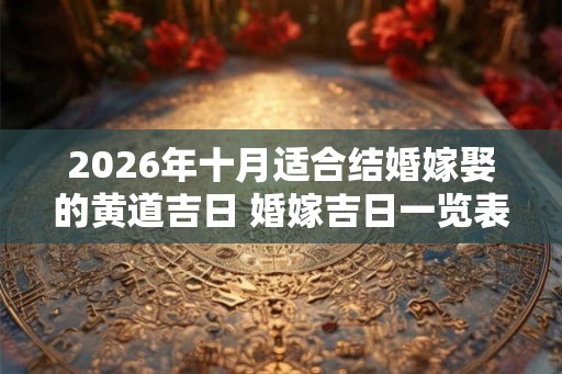 2026年十月适合结婚嫁娶的黄道吉日 婚嫁吉日一览表