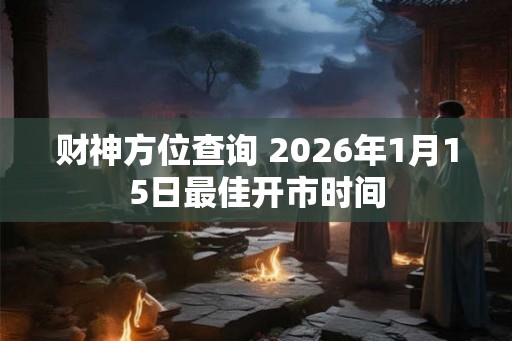 财神方位查询 2026年1月15日最佳开市时间 财神方位查询 2026年1月15日最佳开市时间