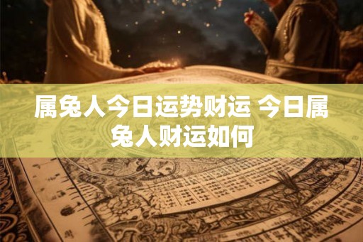 属兔人今日运势财运 今日属兔人财运如何