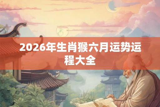 2026年生肖猴六月运势运程大全