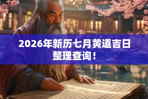 2026年新历七月黄道吉日整理查询！