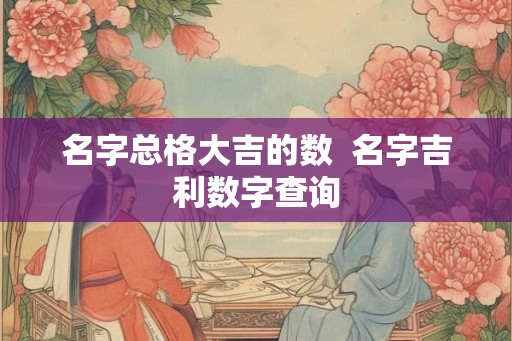 名字总格大吉的数  名字吉利数字查询