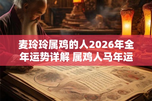 麦玲玲属鸡的人2026年全年运势详解 属鸡人马年运程及每月运势