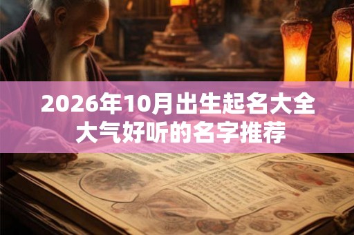 2026年10月出生起名大全 大气好听的名字推荐