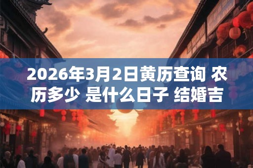 2026年3月2日黄历查询 农历多少 是什么日子 结婚吉时 2026年3月2日黄历查询 农历多少 是什么日子 结婚吉时