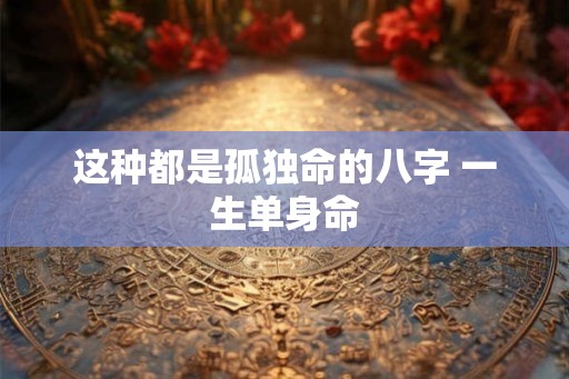 这种都是孤独命的八字 一生单身命
