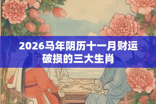 2026马年阴历十一月财运破损的三大生肖