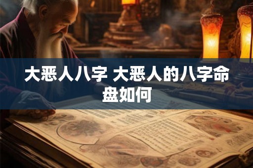 大恶人八字 大恶人的八字命盘如何