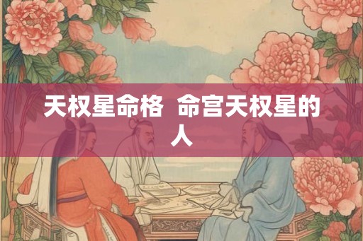 天权星命格  命宫天权星的人