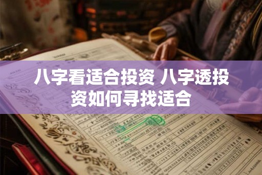 八字看适合投资 八字透投资如何寻找适合