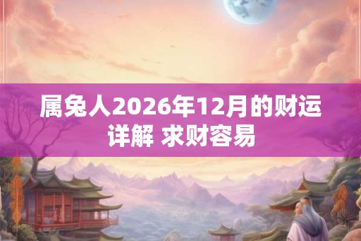 属兔人2026年12月的财运详解 求财容易