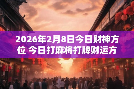 2026年2月8日今日财神方位 今日打麻将打牌财运方位