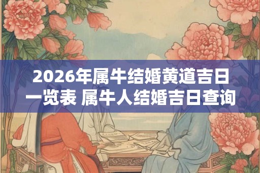 2026年属牛结婚黄道吉日一览表 属牛人结婚吉日查询