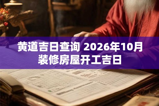 黄道吉日查询 2026年10月装修房屋开工吉日 黄道吉日查询 2026年10月装修房屋开工吉日