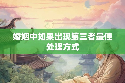 婚姻中如果出现第三者最佳处理方式