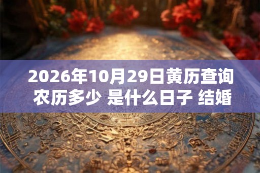 2026年10月29日黄历查询 农历多少 是什么日子 结婚吉时
