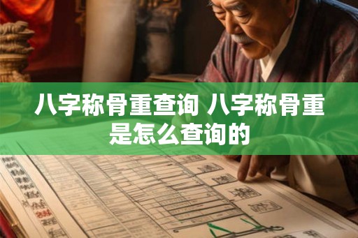 八字称骨重查询 八字称骨重是怎么查询的