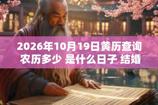 2026年10月19日黄历查询 农历多少 是什么日子 结婚吉时