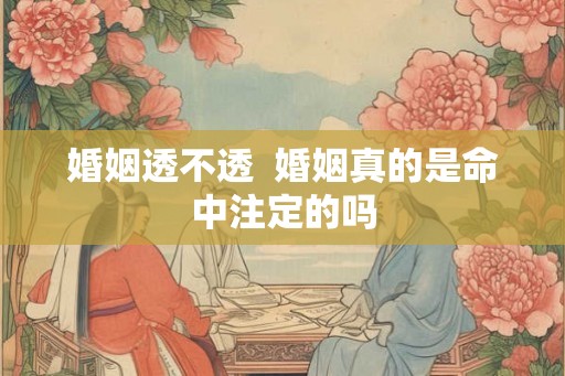 婚姻透不透  婚姻真的是命中注定的吗