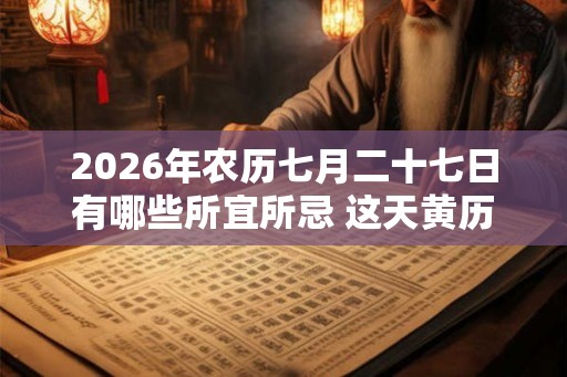 2026年农历七月二十七日有哪些所宜所忌 这天黄历查询