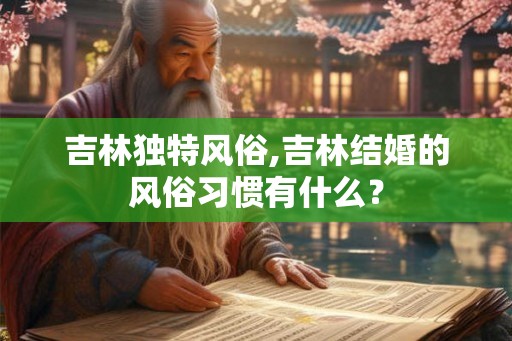 吉林独特风俗,吉林结婚的风俗习惯有什么？