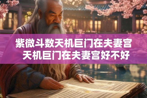 紫微斗数天机巨门在夫妻宫  天机巨门在夫妻宫好不好
